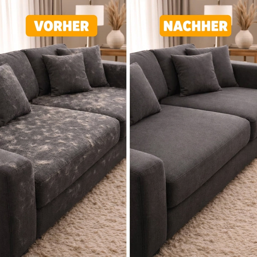 Sofa vorher und nachher ohne Tierhaare